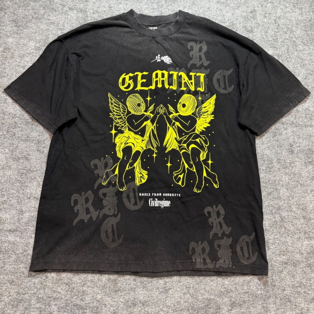 Civil Regime Roses From Concrete Gemini Graphic T-Shirt Mens XL Black Streetwear
